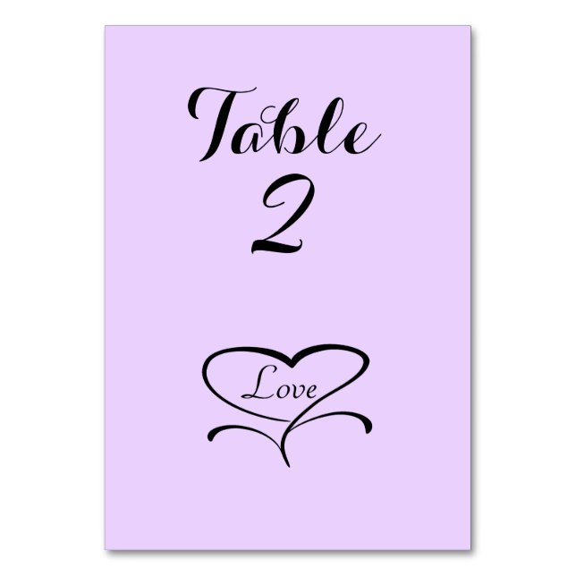 Love Heart Lavendar Table Cards (Back)