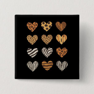 Love Heart Leopard Cute Valentine's Day  15 Cm Square Badge