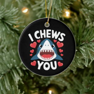 Love Heart Leopard Cute Valentine's Day Ceramic Ornament