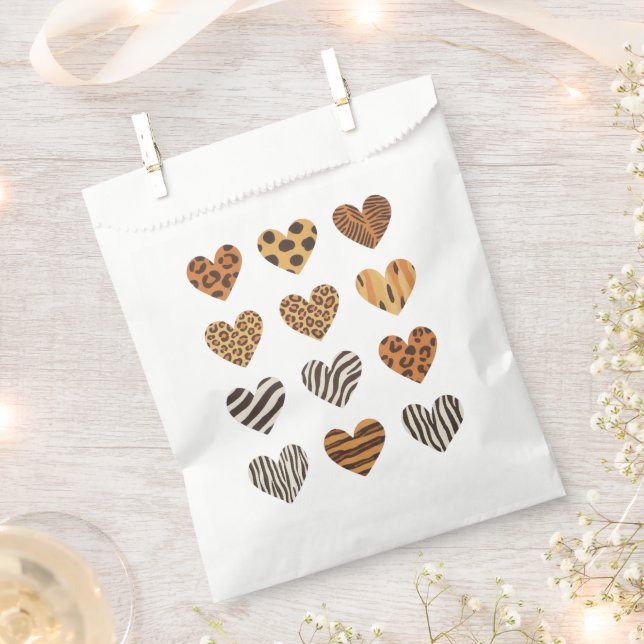 Love Heart Leopard Cute Valentine's Day  Favour Bag (Clipped)
