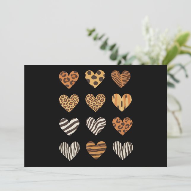Love Heart Leopard Cute Valentine's Day  Invitation (Standing Front)