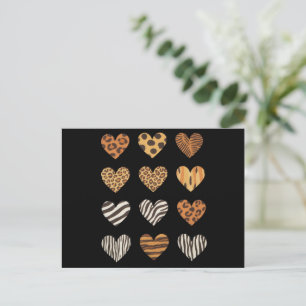 Love Heart Leopard Cute Valentine's Day  Postcard