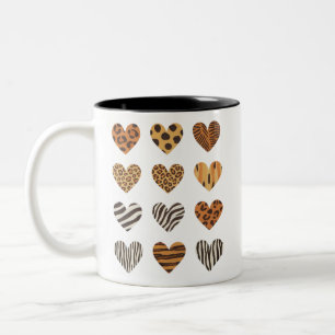 Love Heart Leopard Cute Valentine's Day  Two-Tone Coffee Mug