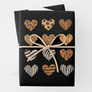 Love Heart Leopard Cute Valentine's Day  Wrapping Paper Sheet