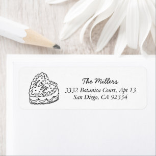 Love Heart Line Drawn Doodle Black & White Address Return Address Label