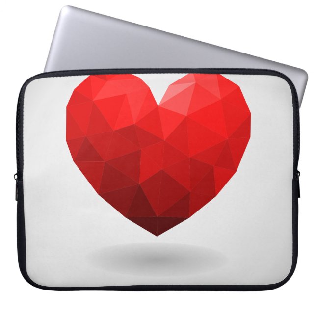 Love heart low poly valentine laptop sleeve (Front)