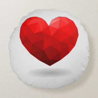 Love heart low poly valentine round cushion