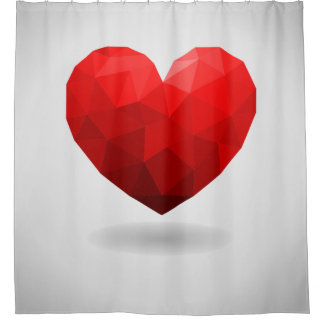 Love heart low poly valentine shower curtain