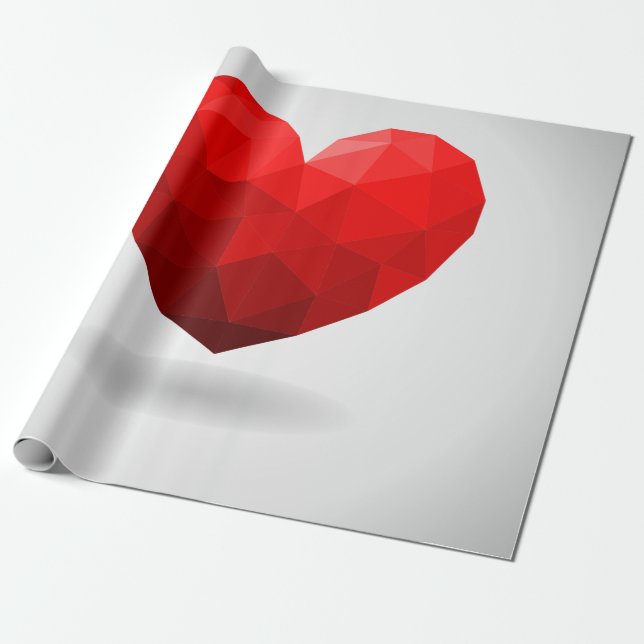 Love heart low poly valentine wrapping paper (Unrolled)