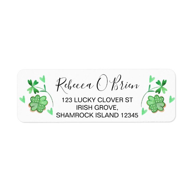 Love Heart Lucky Shamrock Return Address  Label (Front)
