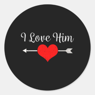 Love Heart Matching Couple Valentines Day Wedding Classic Round Sticker