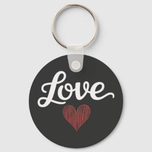Love Heart Minimal Typography Romantic Design Key Ring