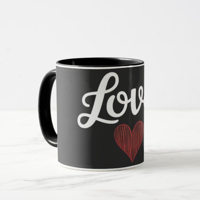Love Heart Minimal Typography Romantic Design Mug (Front Left)