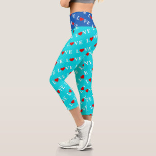 LOVE, Heart, minimalist, text based, typography, Capri Leggings