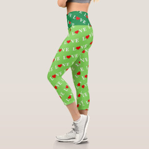 LOVE, Heart, minimalist, text based, typography,   Capri Leggings