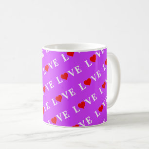 LOVE, Heart, minimalist, text based, typography, Coffee Mug