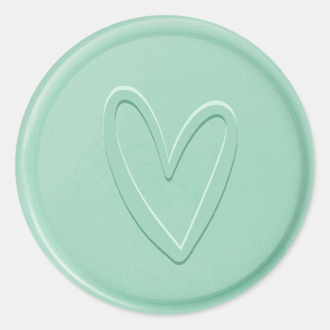 Love Heart Mint Wax Seal Sticker (Front)