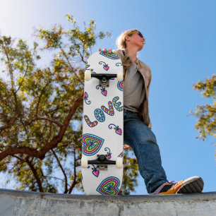 Love Heart Modern Pattern Skateboard