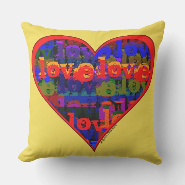 Love Heart Modern Romantic Pop Art Graffiti Style Cushion (Front)