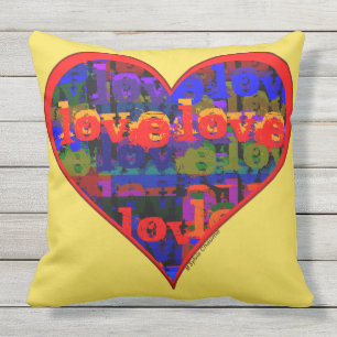 Love Heart Modern Romantic Pop Art Graffiti Style Cushion