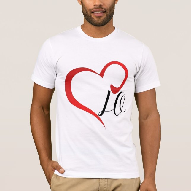 Love Heart Monogram Custom Initials T-Shirt (Front)