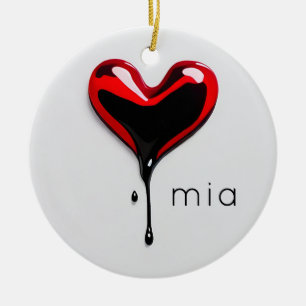 love heart monogram name modern minimal Christmas Ceramic Ornament