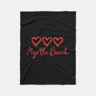 Love Heart Myrtle Beach Loves Ocean Vacation Heart Fleece Blanket