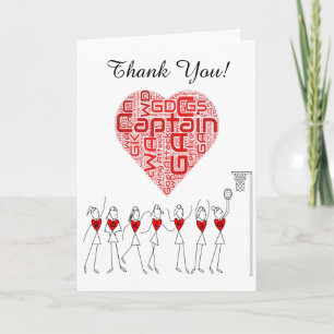 Love Heart Netball Thank You Card