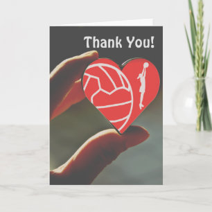 Love Heart Netball Thank You Card