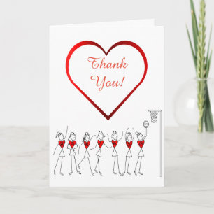Love Heart Netball Thank You Card