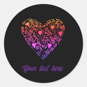 love heart ombre pink purple doodle scribble classic round sticker