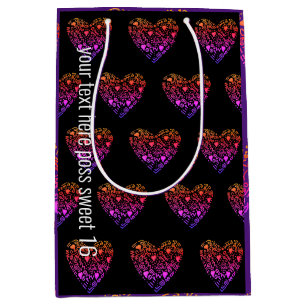 love heart ombre pink purple medium gift bag