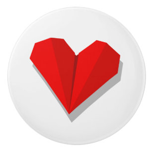 Love Heart Origami Vector Illustration Ceramic Knob