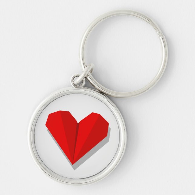 Love Heart Origami Vector Illustration Key Ring (Front)