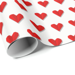 Love Heart Origami Vector Pattern Valentine Wrapping Paper