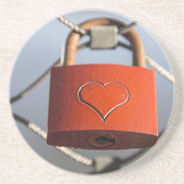 Love Heart Padlock Coaster (Front)