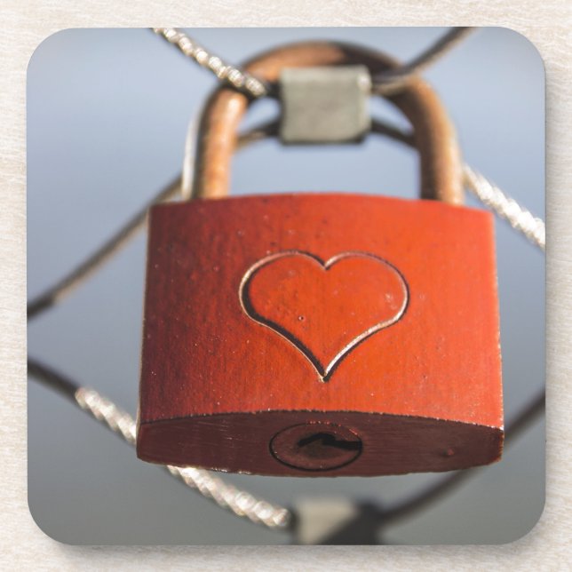 Love Heart Padlock Coaster (Front)