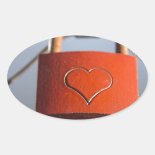 Love Heart Padlock Oval Sticker