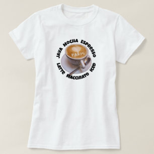 Love Heart Paris Cappuccino Coffee Cup Mug T-shirt