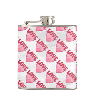 Love Heart Pattern Hip Flask