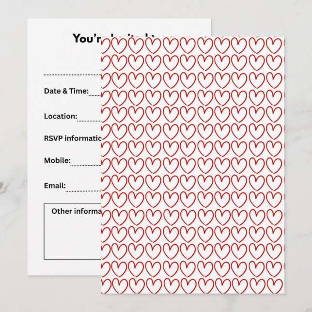 Love heart pattern invitation (Front/Back)