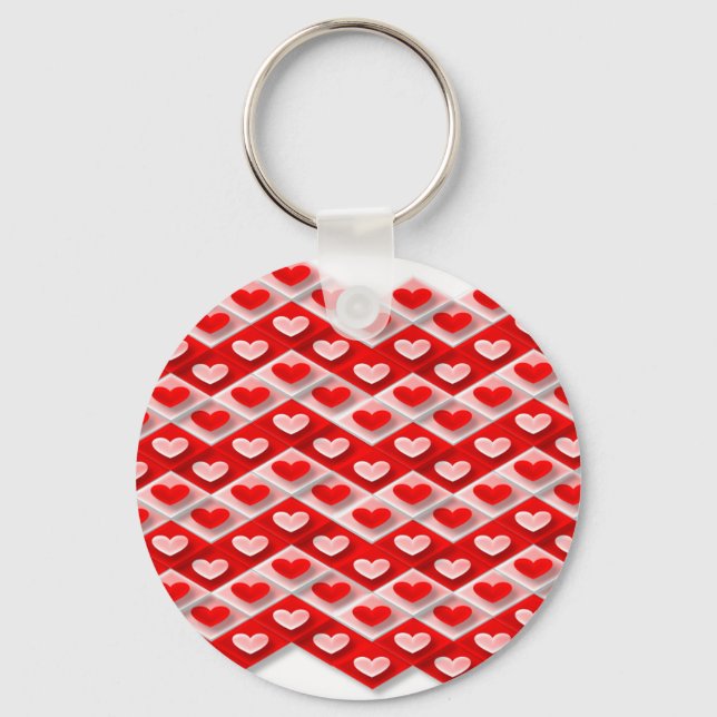 Love Heart Pattern Key Ring (Front)