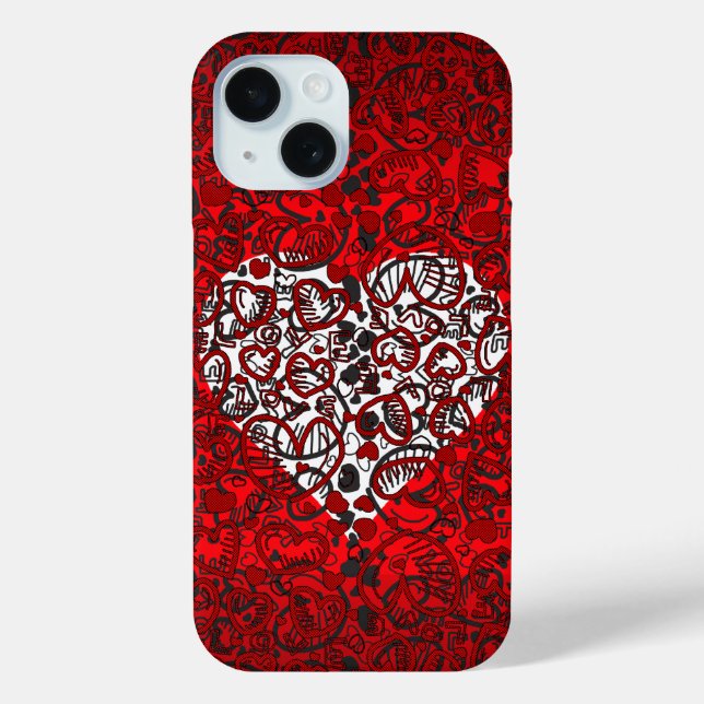 Love Heart Pattern Red iPhone Case (Back)