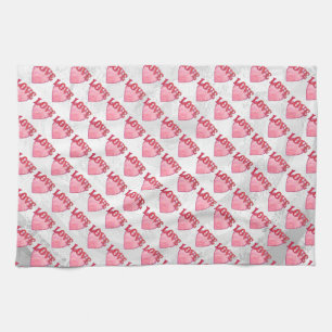 Love Heart Pattern Tea Towel