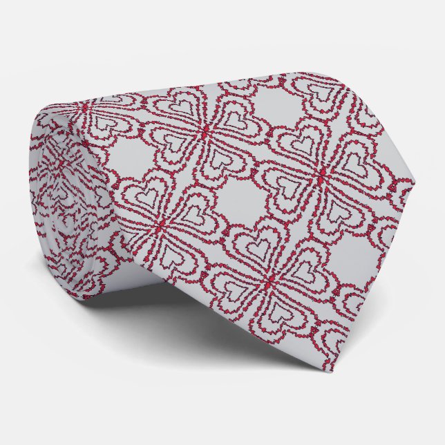 Love Heart Pattern Tie (Rolled)