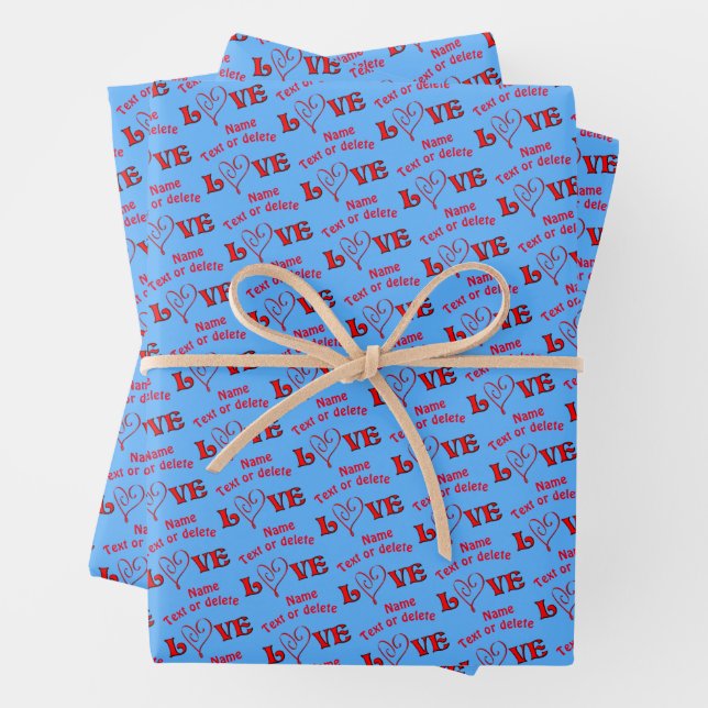 Love Heart Personalised Wrapping Paper Sheet (In situ)