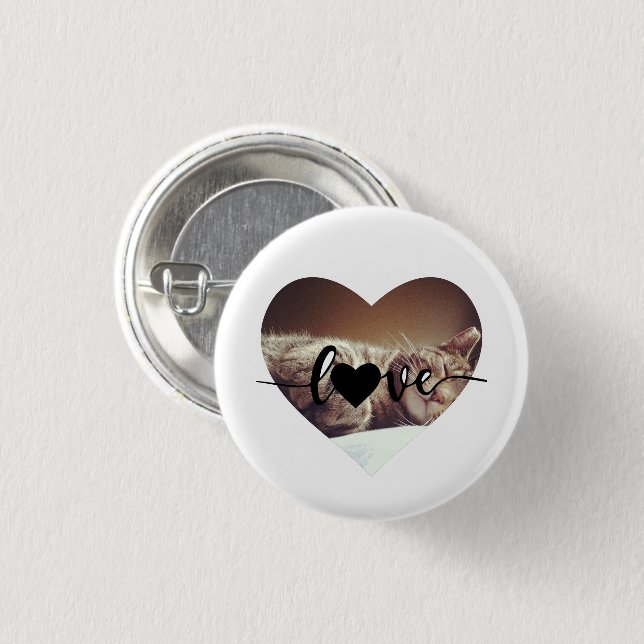 Love Heart Photo 3 Cm Round Badge (Front & Back)