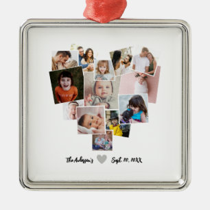 Love Heart Photo Collage Metal Ornament