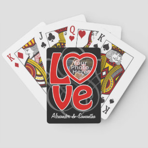Love Heart Photo Frame Custom Playing Cards