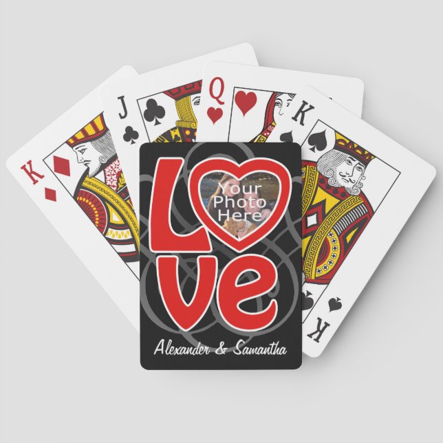 Love Heart Photo Frame Custom Playing Cards (Back)